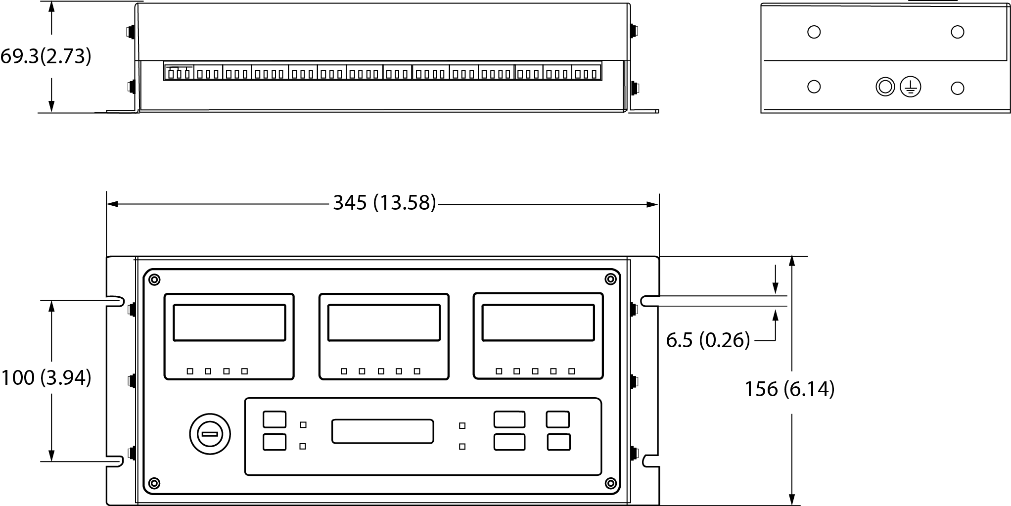 Dimensions: mm (inches)